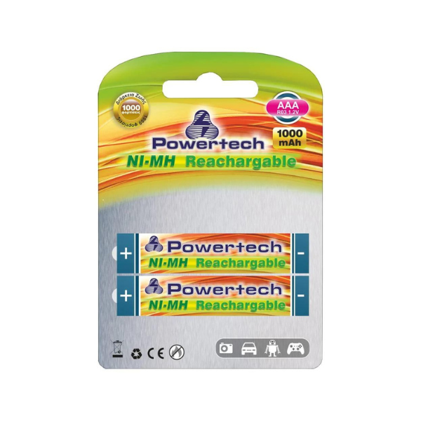 Picture of Powertech Rechargeable batteries AAA 1000mAh 2pcs LR03 