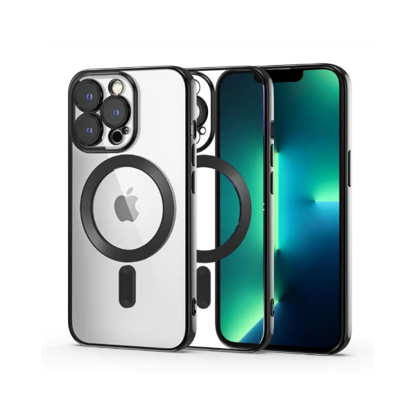 Εικόνα της OEM Θήκη Σιλικόνης Color Chrome Magsafe iPhone 13 Pro Max - Διάφανο / Μαύρο