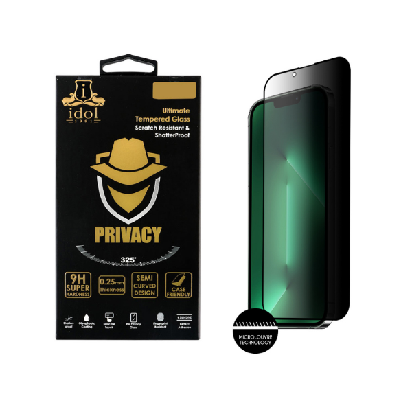 Picture of Idol 1991 Tempered Glass iPhone 14 Pro Max Privacy Antispy Semi Curved Edge - Black