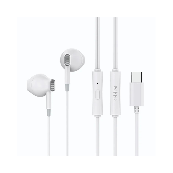 Εικόνα της Celebrat Ενσύρματα Ακουστικά USB Type-C D12 - Άσπρο