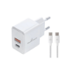 Picture of Powertech Mini Wall Charger GaN with Type C Cable 20W PT-1248 - White  