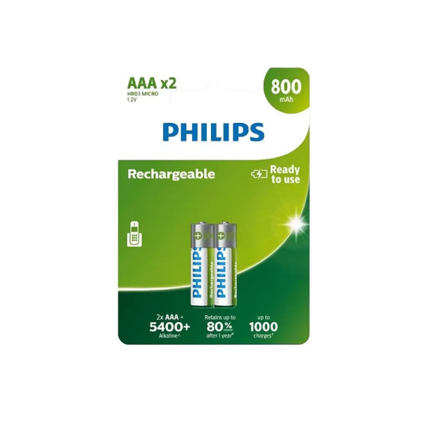 Εικόνα της Philips Επαναφορτιζόμενες Μπαταρίες AAA 1.2V 800mah - 2τμχ