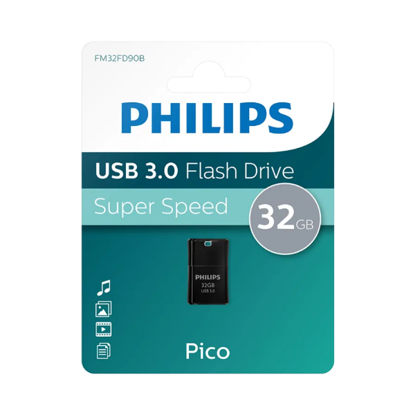 Εικόνα της Philips Pico 32GB USB 3.0 Flash Drive - Μαύρο